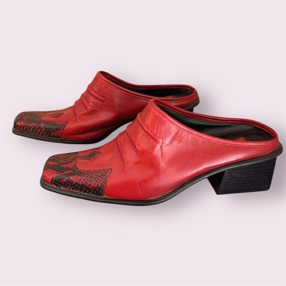 HARLEY DAVIDSON Vintage Y2K Western Snakeskin Leather Dawn Slides - Picture 1 of 11